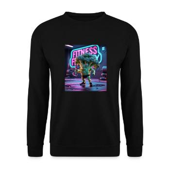Cartoon Brokkoli Fitnessstudio - Unisex Pullover - Schwarz - Vorne - Alina (178cm) & Michal (187cm)