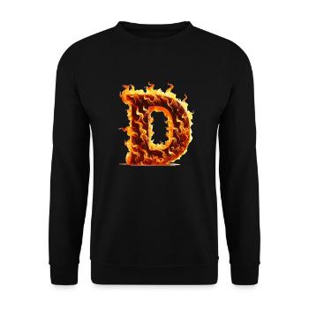 d buchstabe feuer - Unisex Pullover - Schwarz - Vorne - Alina (178cm) & Michal (187cm)
