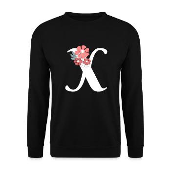 Minimalist Letter x Flowers - Unisex Sweatshirt - black - Front - Alina (178cm) & Michal (187cm)