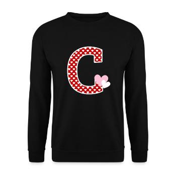 Buchstabe c Herz - Unisex Pullover - Schwarz - Vorne - Alina (178cm) & Michal (187cm)