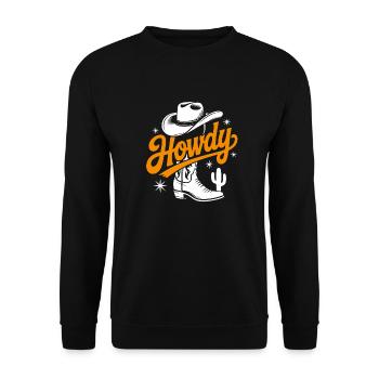 Howdy Country Dance Line Dance. Stetson and Boots - Unisex Sweatshirt - black - Front - Alina (178cm) & Michal (187cm)