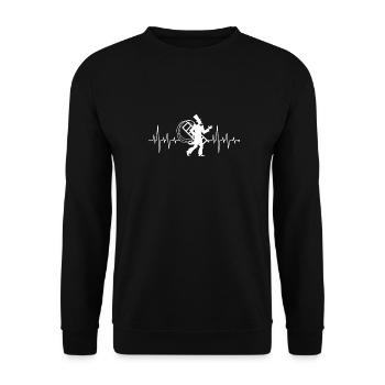 Herzschlag Schornsteinfeger Shirt Kaminkehrer - Unisex Pullover - Schwarz - Vorne - Alina (178cm) & Michal (187cm)