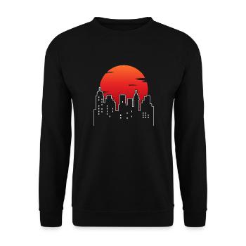 Skyline Mainsadt Nightlife Moon Sunset - Unisex Sweatshirt - black - Front - Alina (178cm) & Michal (187cm)