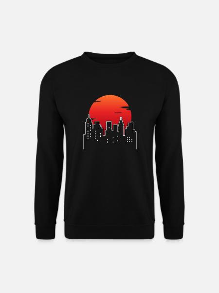 Skyline Mainsadt Vie nocturne Lune Coucher de soleil - Sweat-shirt Unisexe - noir