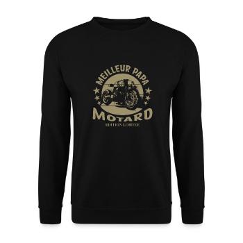 Papa Biker Geschenk T-Shirt Motorrad - Unisex Pullover - Schwarz - Vorne - Alina (178cm) & Michal (187cm)