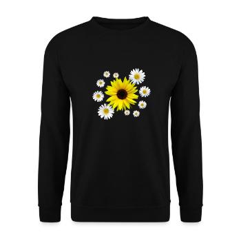Sunflower with daisies flowers, floral, flower - Unisex Sweatshirt - black - Front - Alina (178cm) & Michal (187cm)