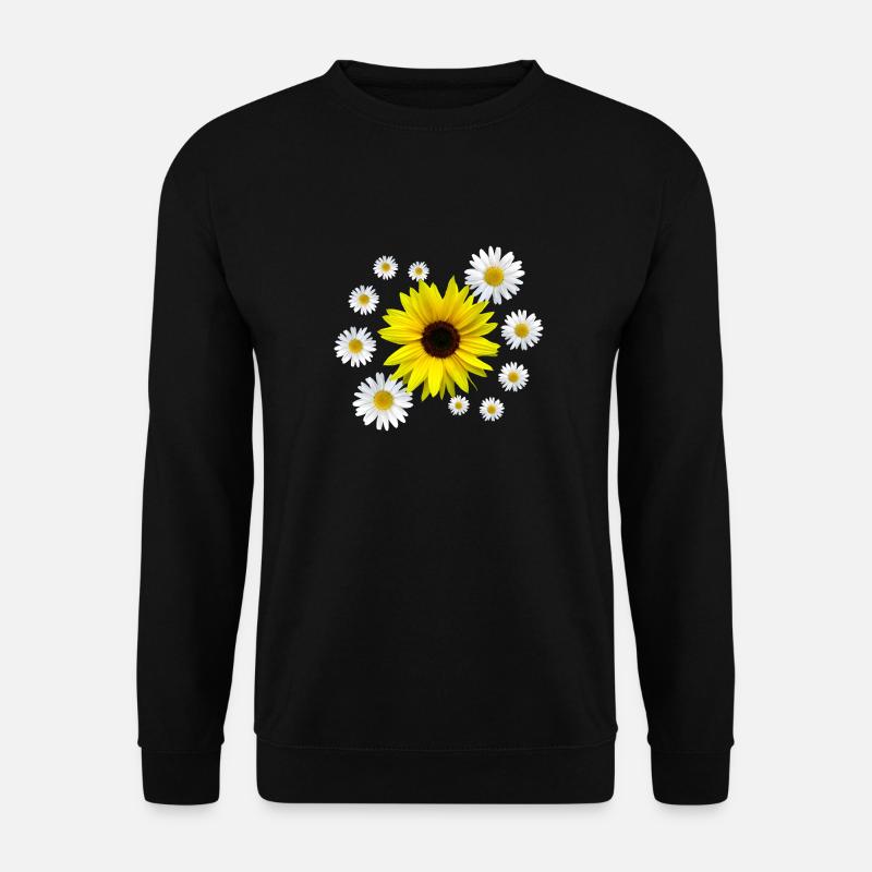 Sonnenblume mit Margeriten Blüten, floral, Blume - Unisex Pullover - Schwarz