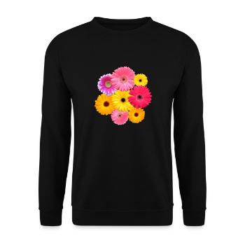 Gerbera Blume bunt blühende Gerberas Blüten floral - Unisex Pullover - Schwarz - Vorne - Alina (178cm) & Michal (187cm)