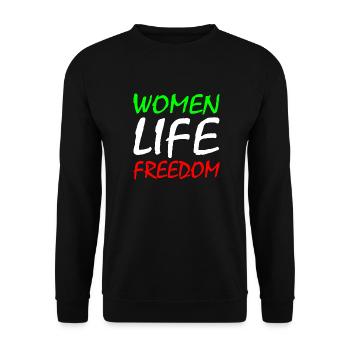 Women life freedom iran - Unisex Sweatshirt - black - Front - Alina (178cm) & Michal (187cm)