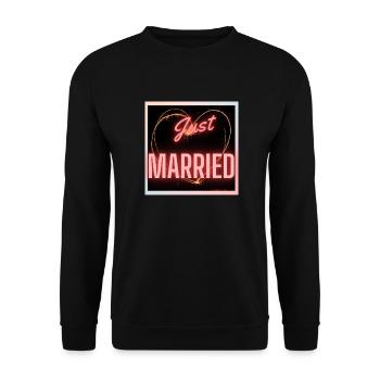 JUST MARRIED,LONG LIVE THE MARIES,EVJF,VALENTINE'S DAY - Unisex Sweatshirt - black - Front - Alina (178cm) & Michal (187cm)