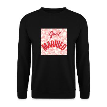 JUST MARRIED,LONG LIVE THE MARIES,EVJF,VALENTINE'S DAY - Unisex Sweatshirt - black - Front - Alina (178cm) & Michal (187cm)