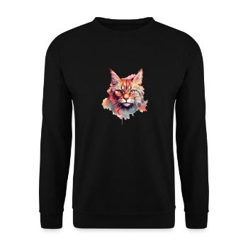 Katze - Unisex Pullover - Schwarz - Vorne - Alina (178cm) & Michal (187cm)