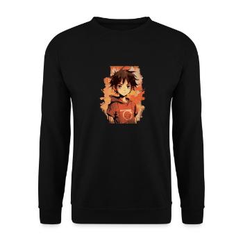 Anime Boy - Unisex Sweatshirt - black - Front - Alina (178cm) & Michal (187cm)
