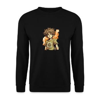 Anime Boy - Unisex Sweatshirt - black - Front - Alina (178cm) & Michal (187cm)
