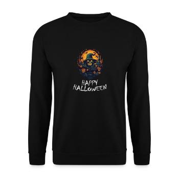 Halloween - Happy Halloween - Unisex Pullover - Schwarz - Vorne - Alina (178cm) & Michal (187cm)