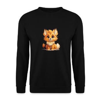 Fuchs - Kawaii Style - Unisex Pullover - Schwarz - Vorne - Alina (178cm) & Michal (187cm)