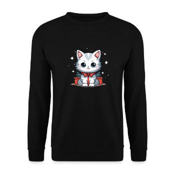 Cat Christmas Design - Kawaii Style - Unisex Sweatshirt - black - Front - Alina (178cm) & Michal (187cm)