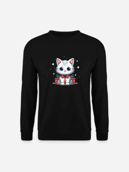 Cat Christmas Design - Kawaii Style - Unisex Sweatshirt - black