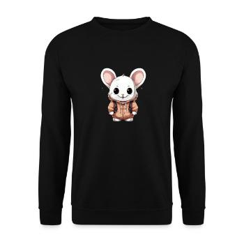Mouse - Kawaii Style - Unisex Sweatshirt - black - Front - Alina (178cm) & Michal (187cm)