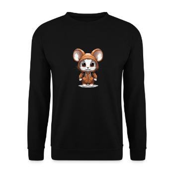 Mouse - Kawaii Style - Unisex Sweatshirt - black - Front - Alina (178cm) & Michal (187cm)