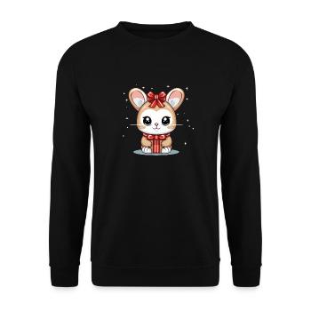 Bunny Christmas Design - Kawaii Style - Unisex Sweatshirt - black - Front - Alina (178cm) & Michal (187cm)