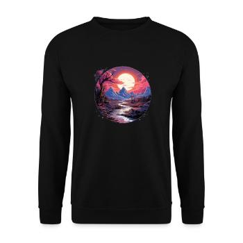 Landscape - Illustration - Unisex Sweatshirt - black - Front - Alina (178cm) & Michal (187cm)