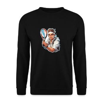Joueur de tennis - Illustration - Sweat-shirt Unisexe - noir - Devant - Alina (178cm) & Michal (187cm)