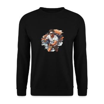 Joueur de tennis - Illustration - Sweat-shirt Unisexe - noir - Devant - Alina (178cm) & Michal (187cm)