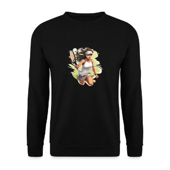 Joueur de tennis - illustration - Sweat-shirt Unisexe - noir - Devant - Alina (178cm) & Michal (187cm)