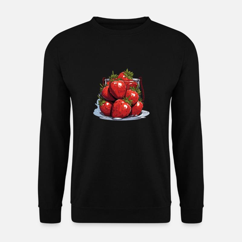 Erdbeere - Illustration - Unisex Pullover - Schwarz