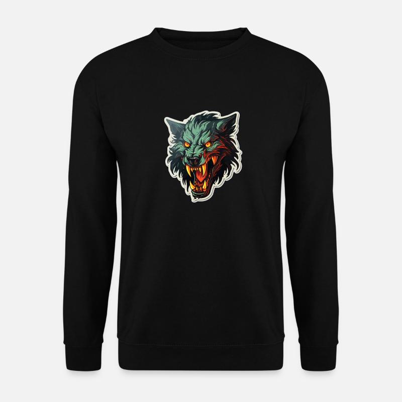 Wolf - Illustration - Unisex Pullover - Schwarz