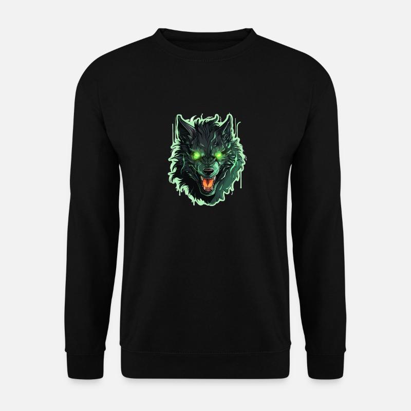 Wolf - Illustration - Unisex Pullover - Schwarz