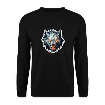 Wolf - Illustration - Unisex Pullover - Schwarz - Vorne - Alina (178cm) & Michal (187cm)