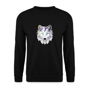 Wolf - Illustration - Unisex Pullover - Schwarz - Vorne - Alina (178cm) & Michal (187cm)