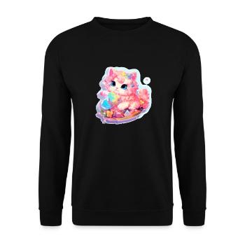 Chat - illustration - Sweat-shirt Unisexe - noir - Devant - Alina (178cm) & Michal (187cm)