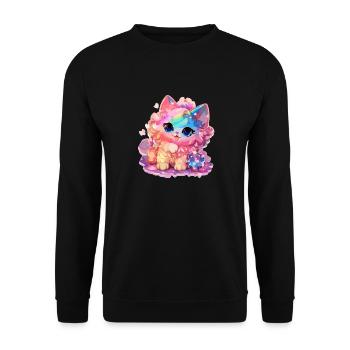 Chat - illustration - Sweat-shirt Unisexe - noir - Devant - Alina (178cm) & Michal (187cm)