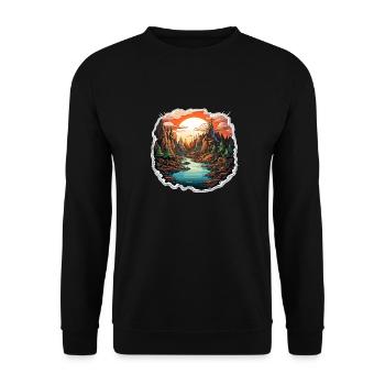 Landschaft - Illustration - Unisex Pullover - Schwarz - Vorne - Alina (178cm) & Michal (187cm)