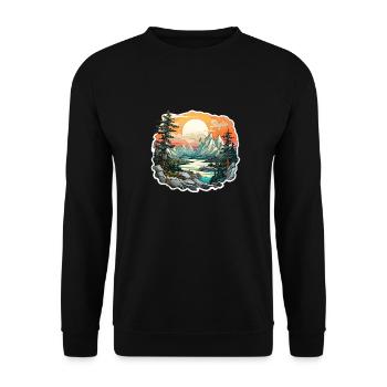 Paysage - Illustration - Sweat-shirt Unisexe - noir - Devant - Alina (178cm) & Michal (187cm)
