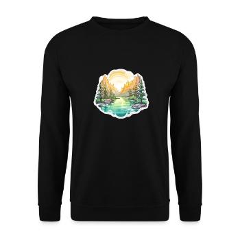 Paysage - Illustration - Sweat-shirt Unisexe - noir - Devant - Alina (178cm) & Michal (187cm)