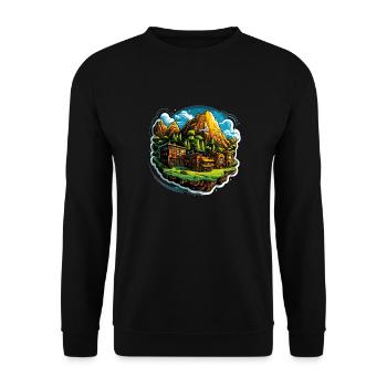 Paysage - Illustration - Sweat-shirt Unisexe - noir - Devant - Alina (178cm) & Michal (187cm)
