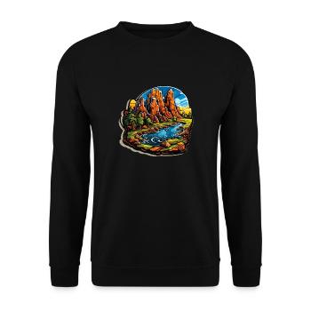 Landscape - Illustration - Unisex Sweatshirt - black - Front - Alina (178cm) & Michal (187cm)