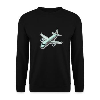 Airplane - illustration - Unisex Sweatshirt - black - Front - Alina (178cm) & Michal (187cm)