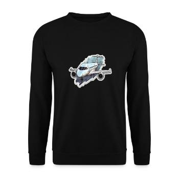 Airplane - illustration - Unisex Sweatshirt - black - Front - Alina (178cm) & Michal (187cm)
