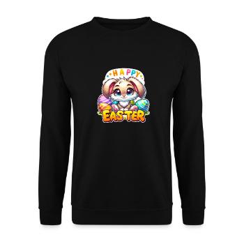 Happy Easter - Easter Bunny Illustration - Unisex Sweatshirt - black - Front - Alina (178cm) & Michal (187cm)