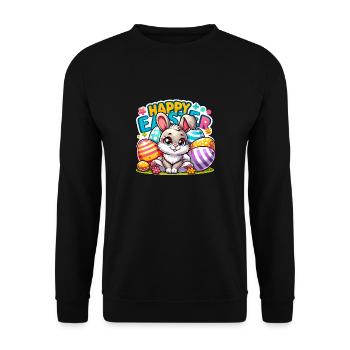 Happy Easter - Easter Bunny Illustration - Unisex Sweatshirt - black - Front - Alina (178cm) & Michal (187cm)