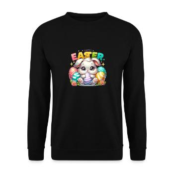 Happy Easter - Easter Bunny Illustration - Unisex Sweatshirt - black - Front - Alina (178cm) & Michal (187cm)