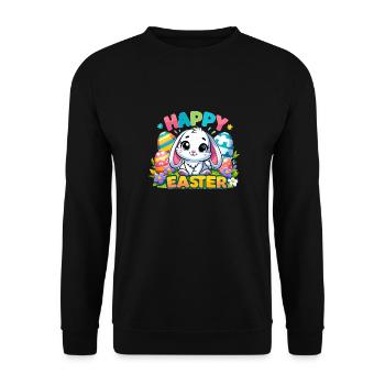 Happy Easter - Easter Bunny Illustration - Unisex Sweatshirt - black - Front - Alina (178cm) & Michal (187cm)