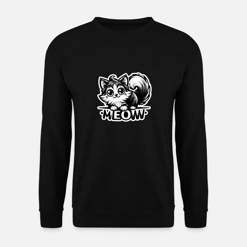 Meow - Katze Illustration - Unisex Pullover - Schwarz