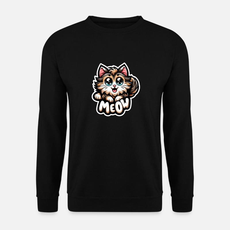 Meow - Cat Illustration - Unisex Sweatshirt - black