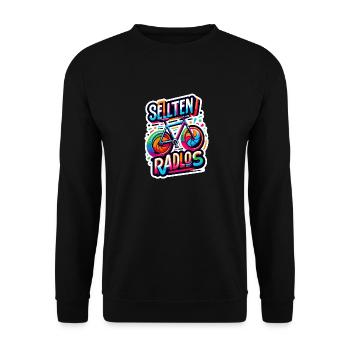 Selten Radlos - Fahrrad Illustration - Unisex Pullover - Schwarz - Vorne - Alina (178cm) & Michal (187cm)